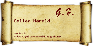 Galler Harald névjegykártya